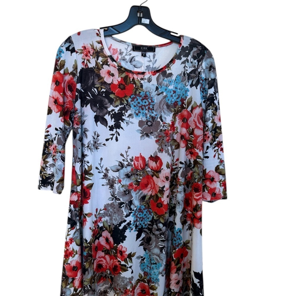 Vibe Floral Print Tunic Top - Red, Blue, Black Bundle Of 3 - Work Attire